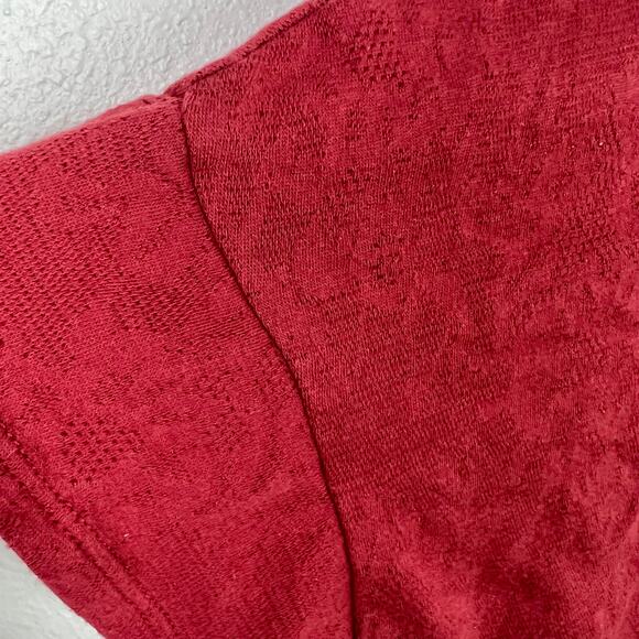 Mossimo Womans XL Red Lacy Sheer Back Crop Top Short Sleeve Fairy Boho Y2K - Picture 6 of 9